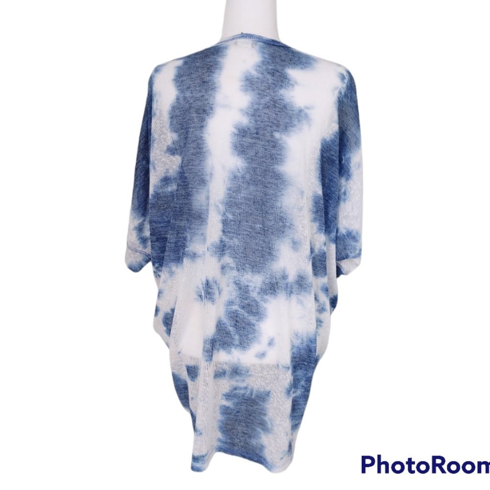 Blue Tie-Dye Dolman Sleeve Sweater Cardigan - Size Medium - Picture 4 of 4